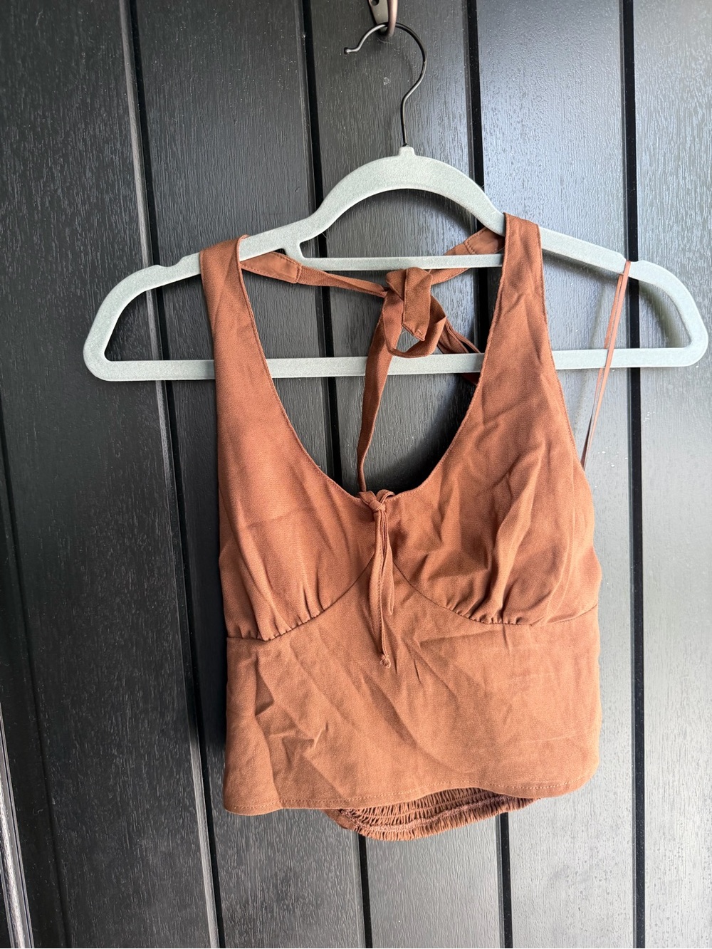 Hollister Rust Brown Halter Tie-Back Crop Cami